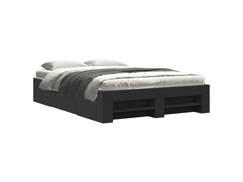 Bedframe bewerkt hout zwart 120x190 cm
