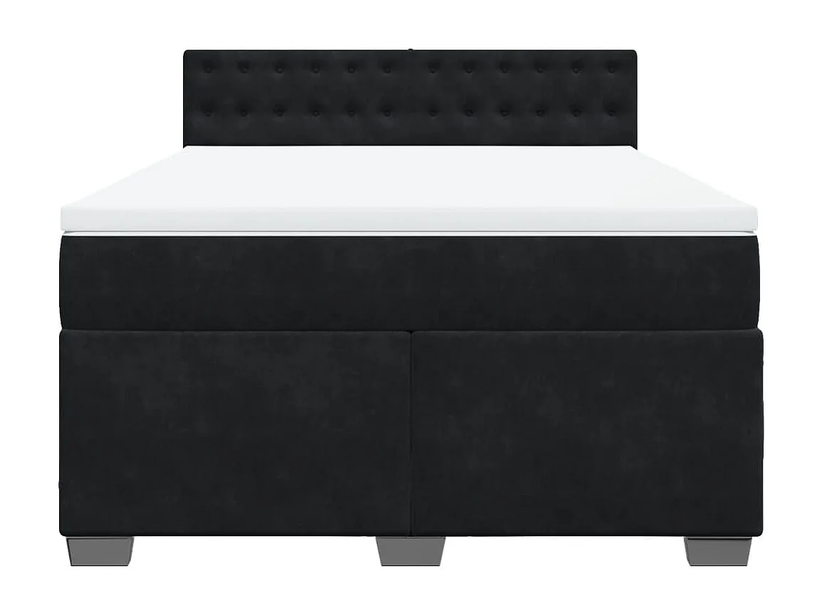 Giroletto a Molle con Materasso Nero 140x190 cm in Velluto