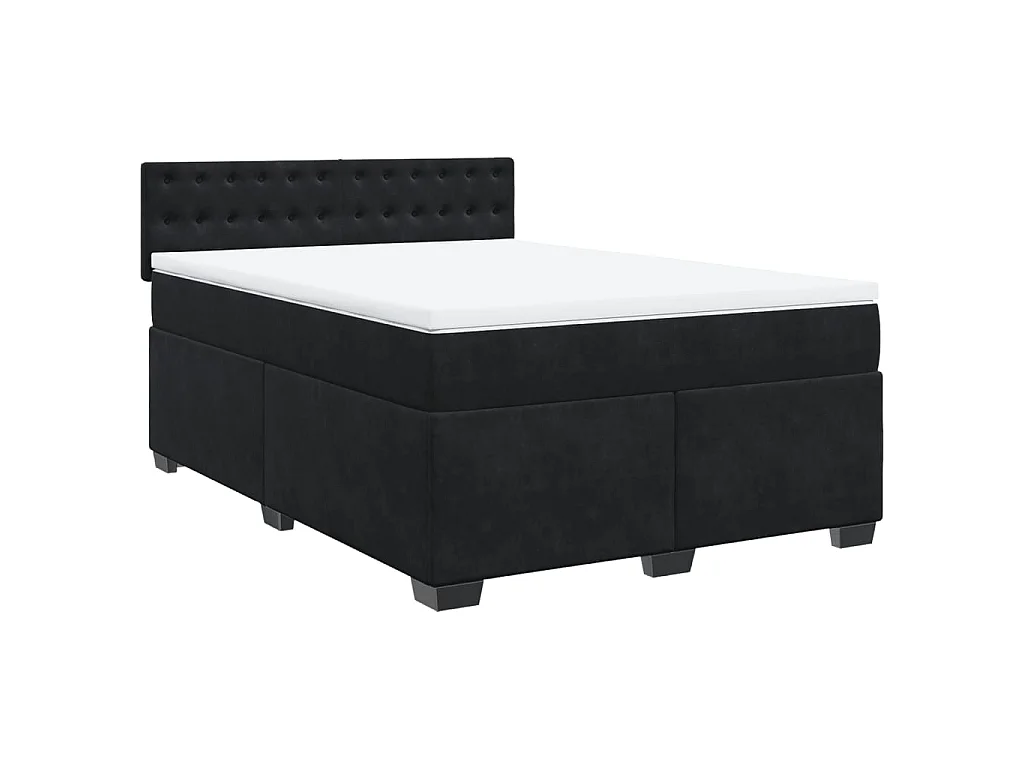 Sommier à lattes de lit avec matelas Noir 140x190 cm Velours