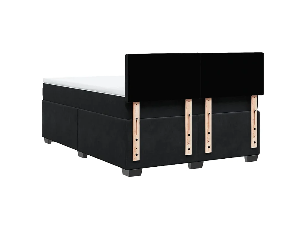 Sommier à lattes de lit avec matelas Noir 140x190 cm Velours