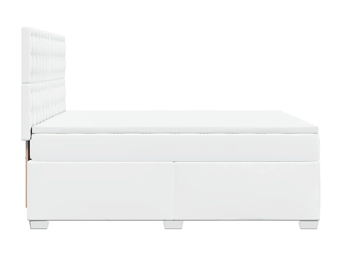 Sommier à lattes de lit avec matelas Blanc 160x200cm Similicuir