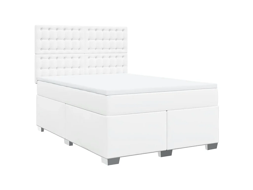 Sommier à lattes de lit avec matelas Blanc 160x200cm Similicuir