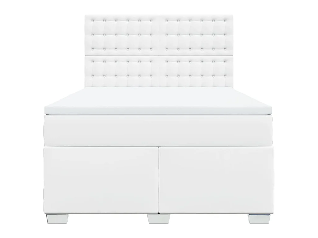 Sommier à lattes de lit avec matelas Blanc 160x200cm Similicuir