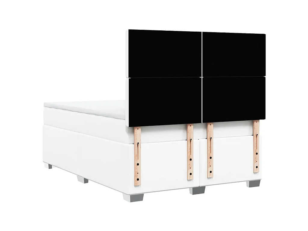 Sommier à lattes de lit avec matelas Blanc 160x200cm Similicuir