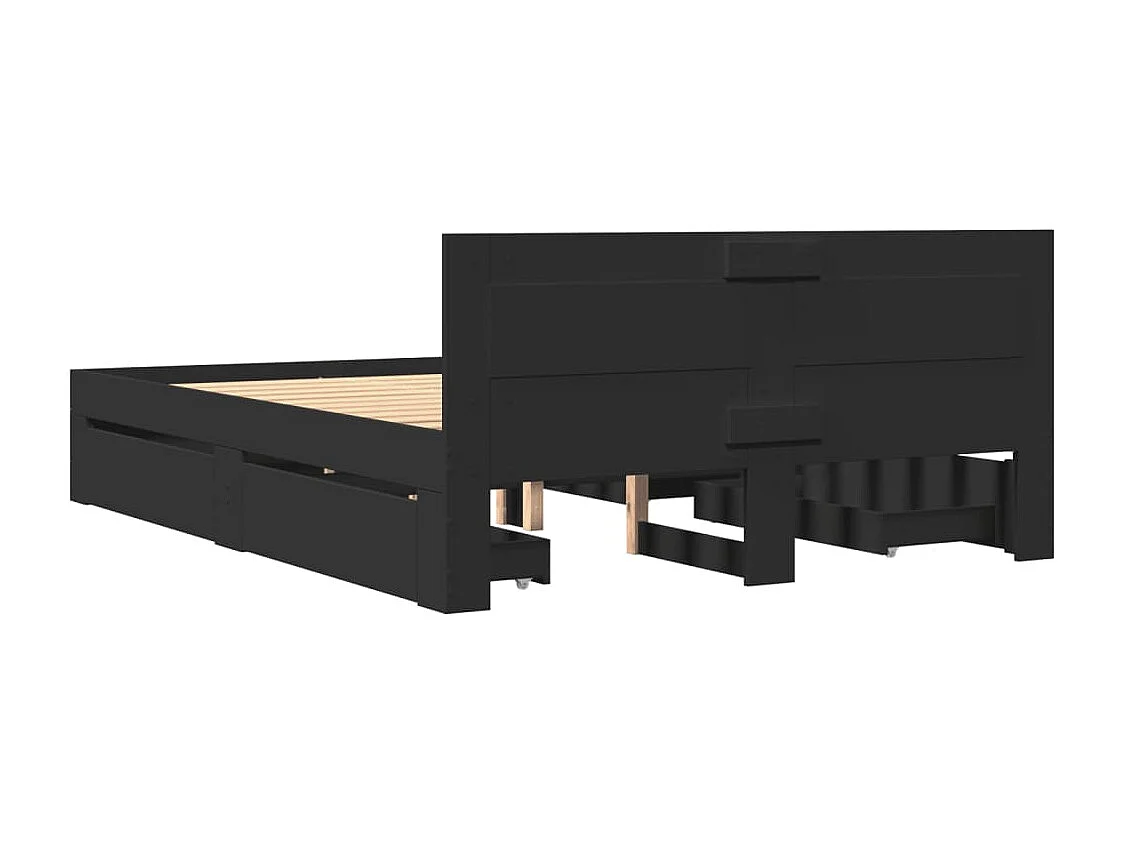 Bettgestell mit Kopfteil Schwarz 120x190 cm Holzwerkstoff