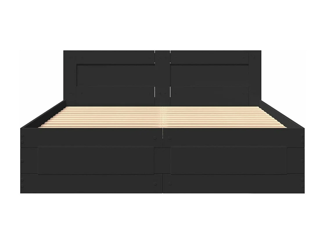 Giroletto con Testiera Nero 120x190 cm in Legno Multistrato