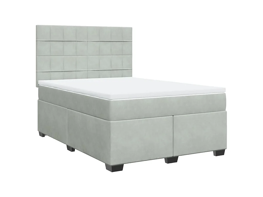 Boxspringbett mit Matratze Hellgrau 160x200 cm Samt