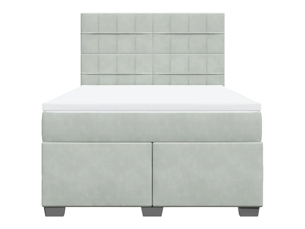 Boxspringbett mit Matratze Hellgrau 160x200 cm Samt