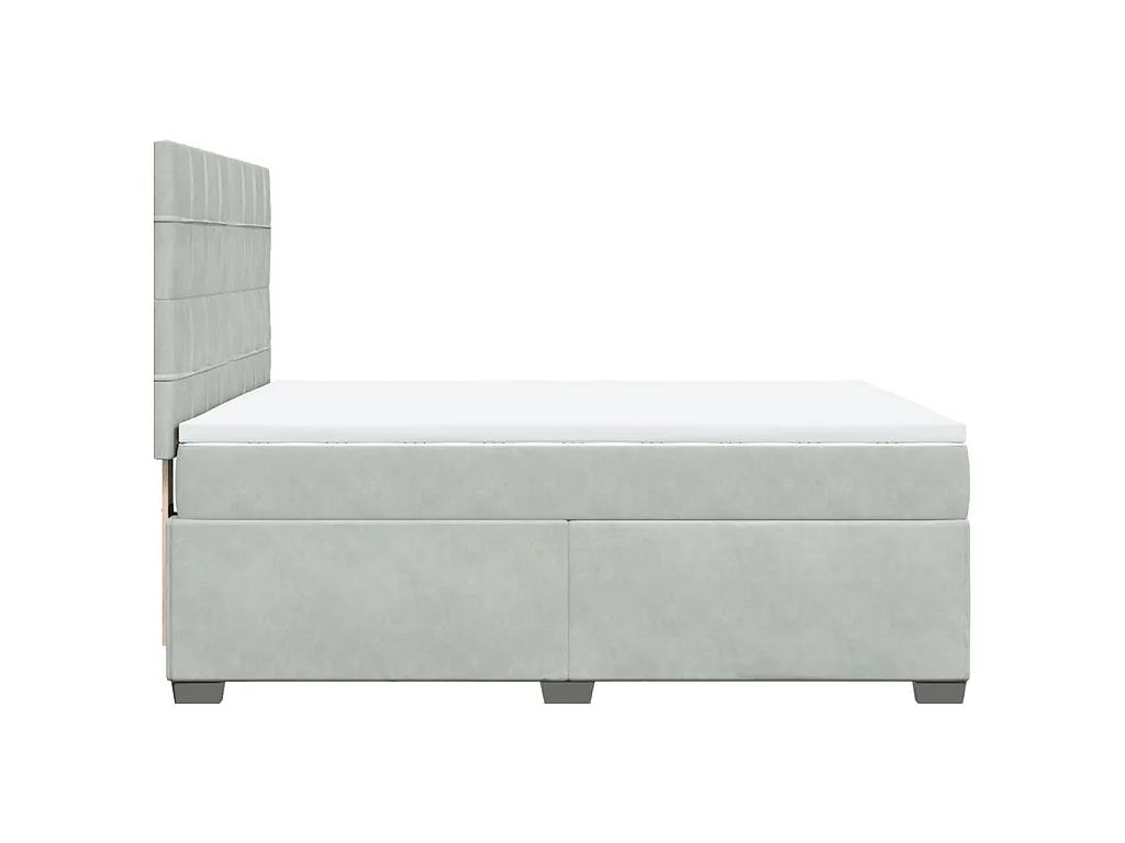 Boxspringbett mit Matratze Hellgrau 160x200 cm Samt