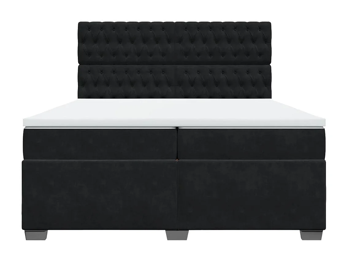 Giroletto a Molle con Materasso Nero 200x200 cm in Velluto