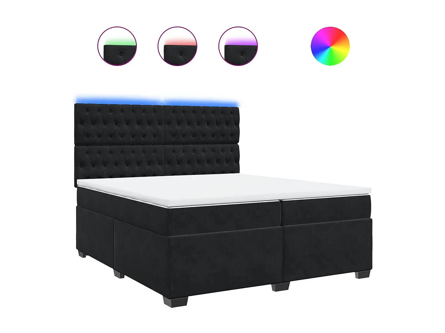 Cama box spring con colchón terciopelo negro 200x200 cm