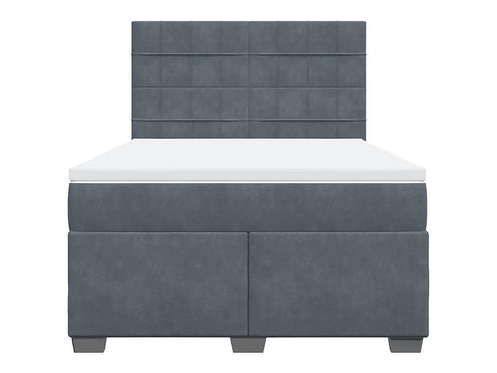 Giroletto a Molle con Materasso Grigio Scuro 140x190 cm Velluto