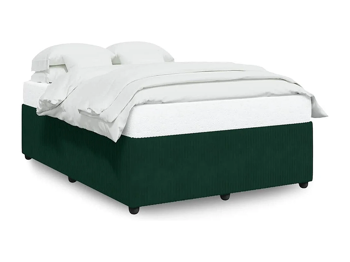 Estrutura de cama sem colchão 140x200 cm veludo verde-escuro