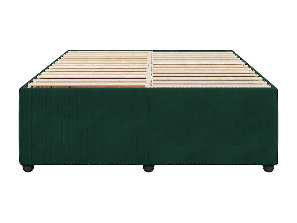 Estrutura de cama sem colchão 140x200 cm veludo verde-escuro