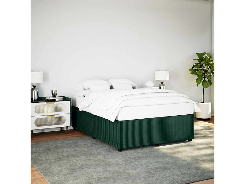 Estructura cama sin colchón terciopelo verde oscuro 140x200 cm