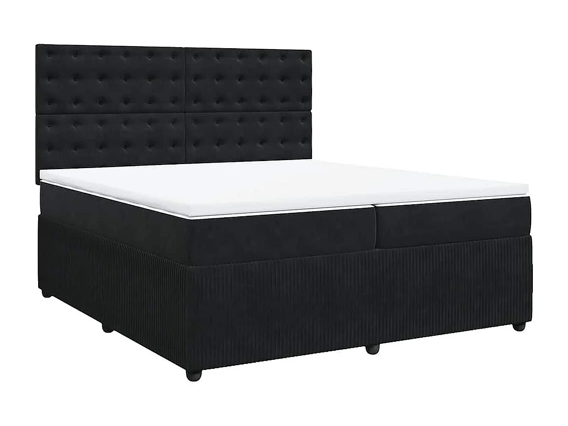 Cama box spring con colchón terciopelo negro 200x200 cm