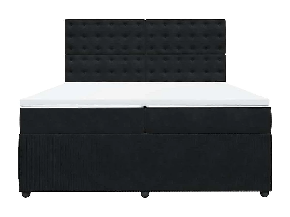 Cama box spring con colchón terciopelo negro 200x200 cm