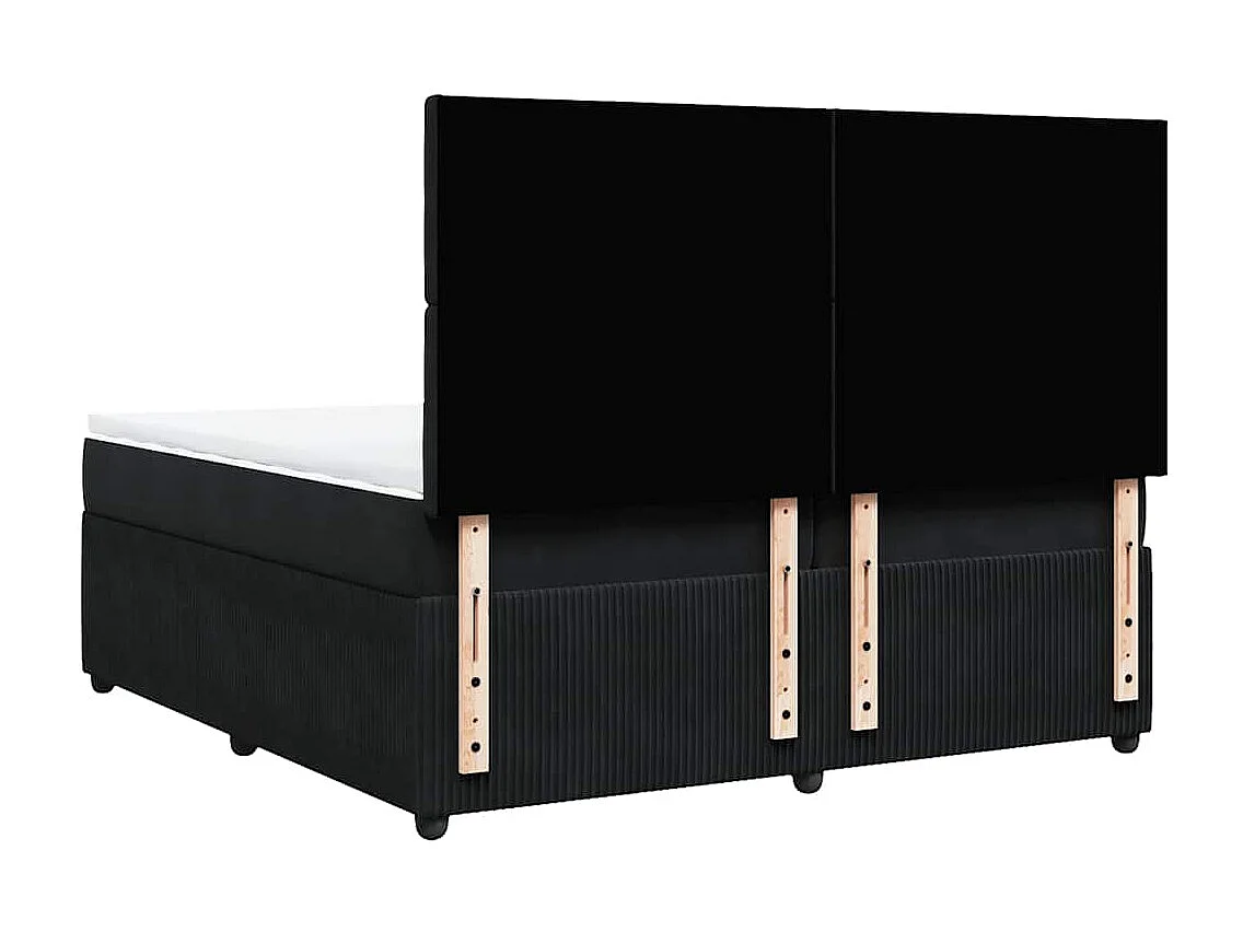 Cama box spring con colchón terciopelo negro 200x200 cm