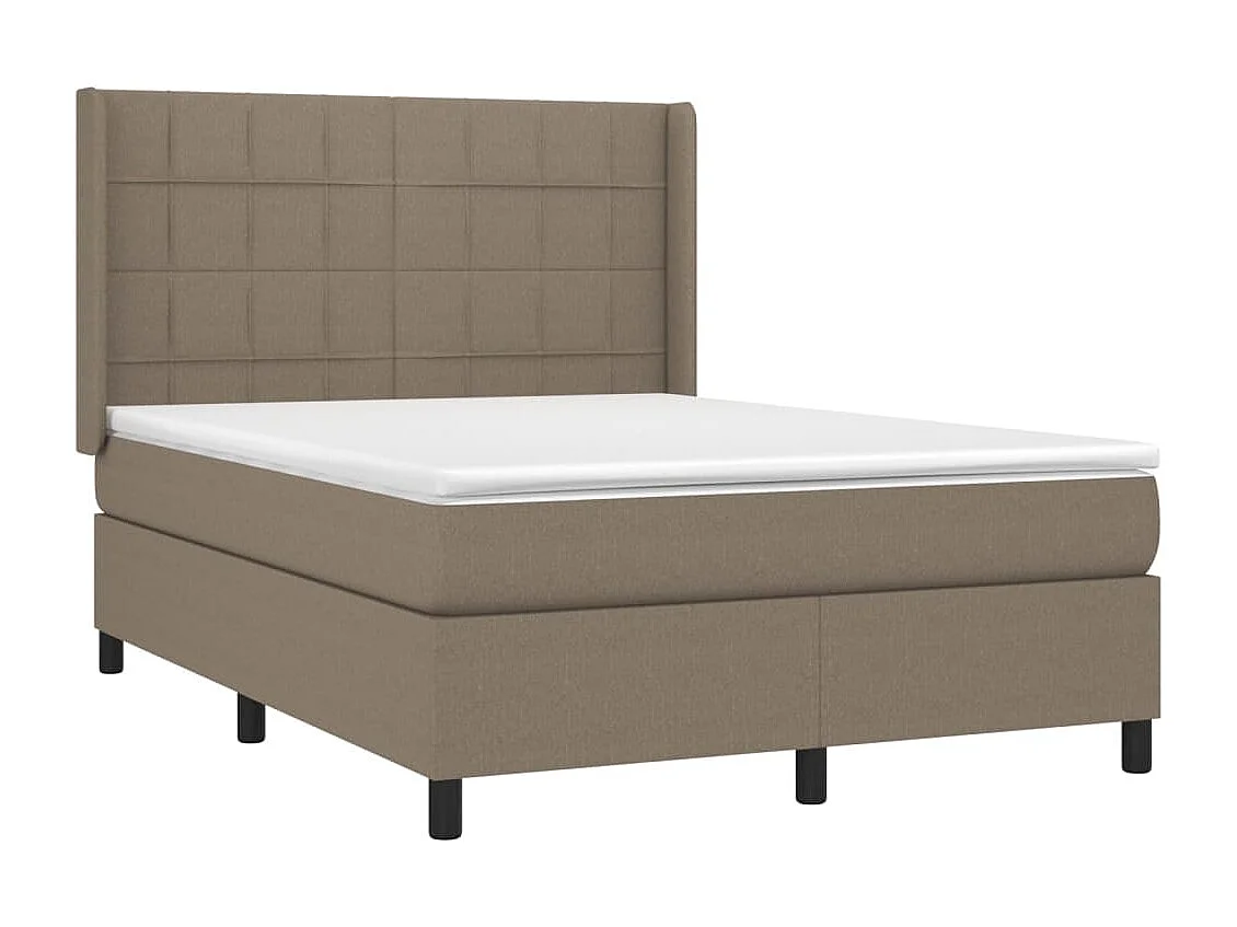 Sommier à lattes de lit matelas et LED Taupe 140x190 cm Tissu