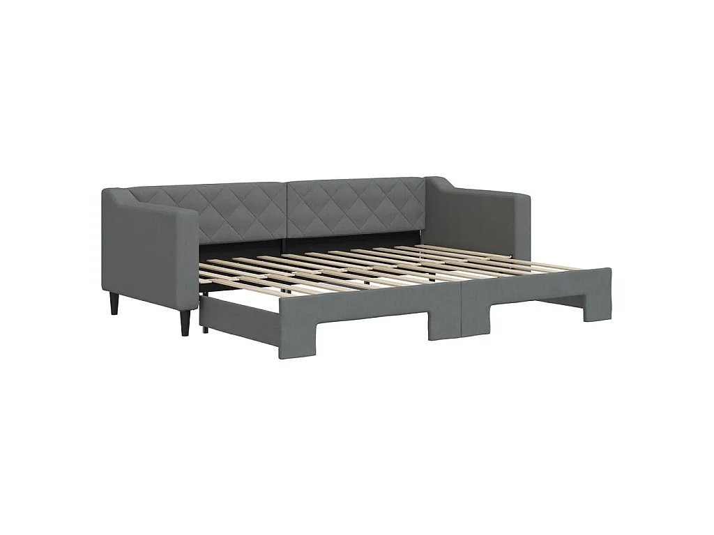 Tagesbett Ausziehbar Dunkelgrau 80x200 cm Stoff