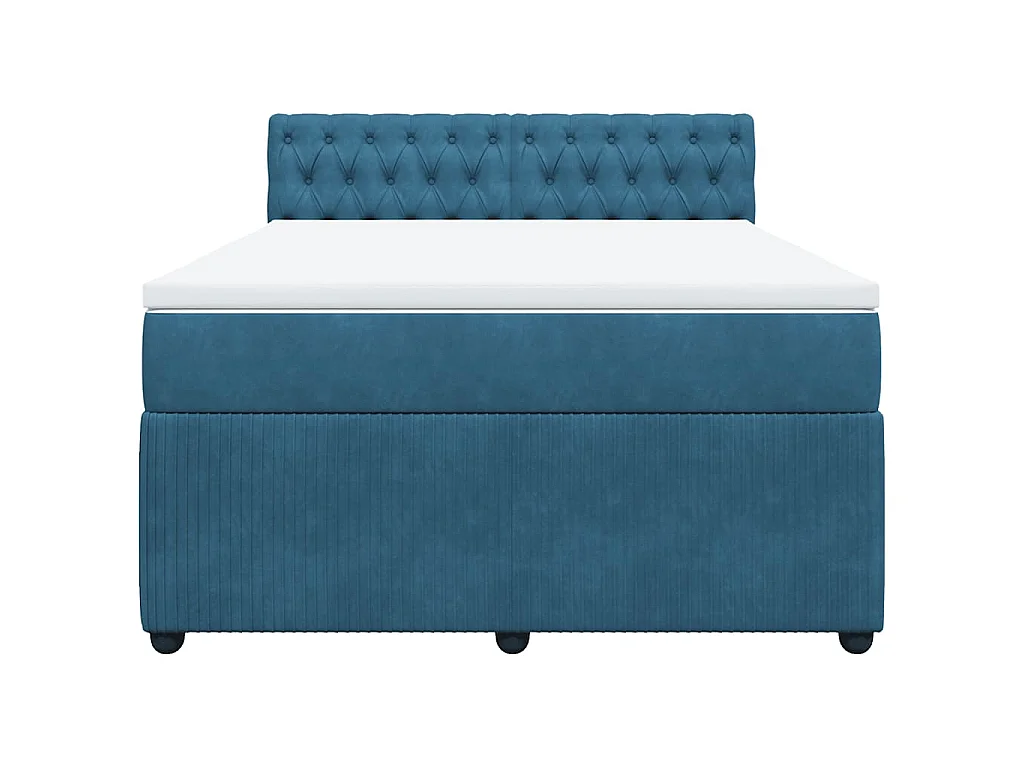 Boxspringbett mit Matratze Blau 160x200 cm Samt
