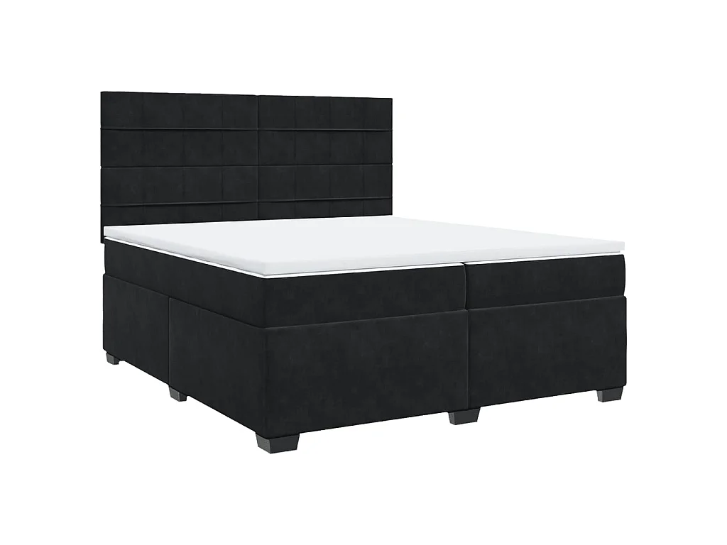 Cama box spring con colchón terciopelo negro 200x200 cm
