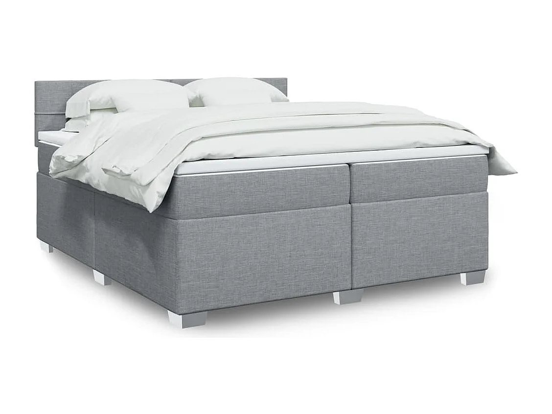 Sommier à lattes de lit avec matelas Gris clair 200x200cm Tissu
