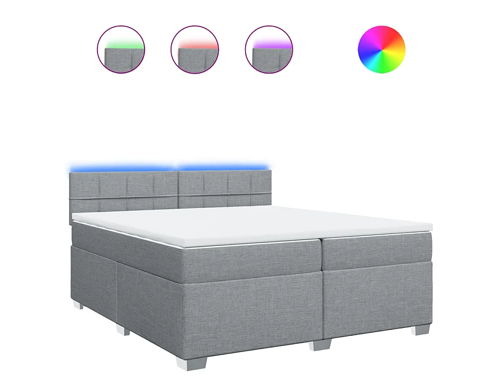 Cama box spring con colchón tela gris claro 200x200 cm