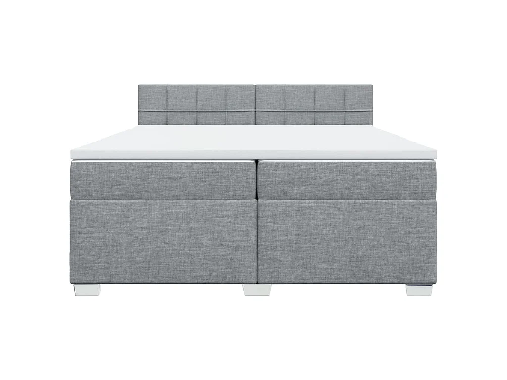 Cama box spring con colchón tela gris claro 200x200 cm
