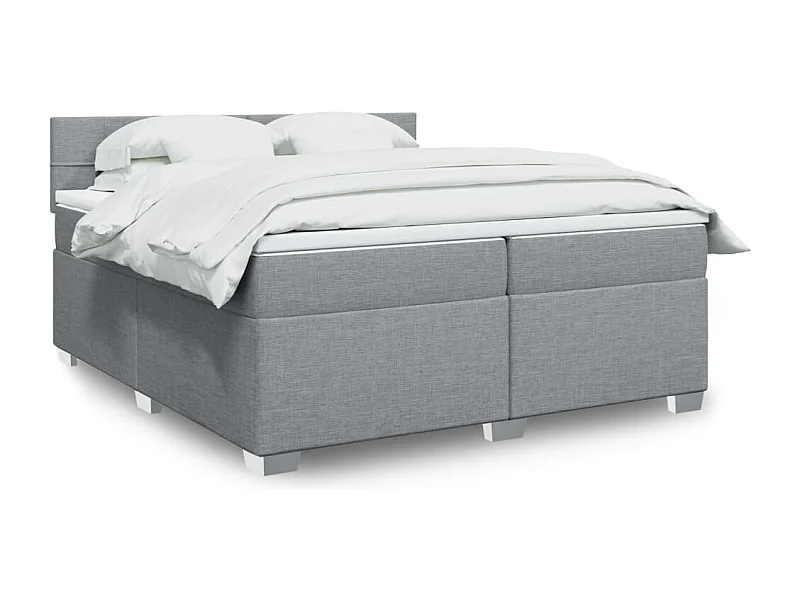 Sommier à lattes de lit avec matelas Gris clair 200x200cm Tissu