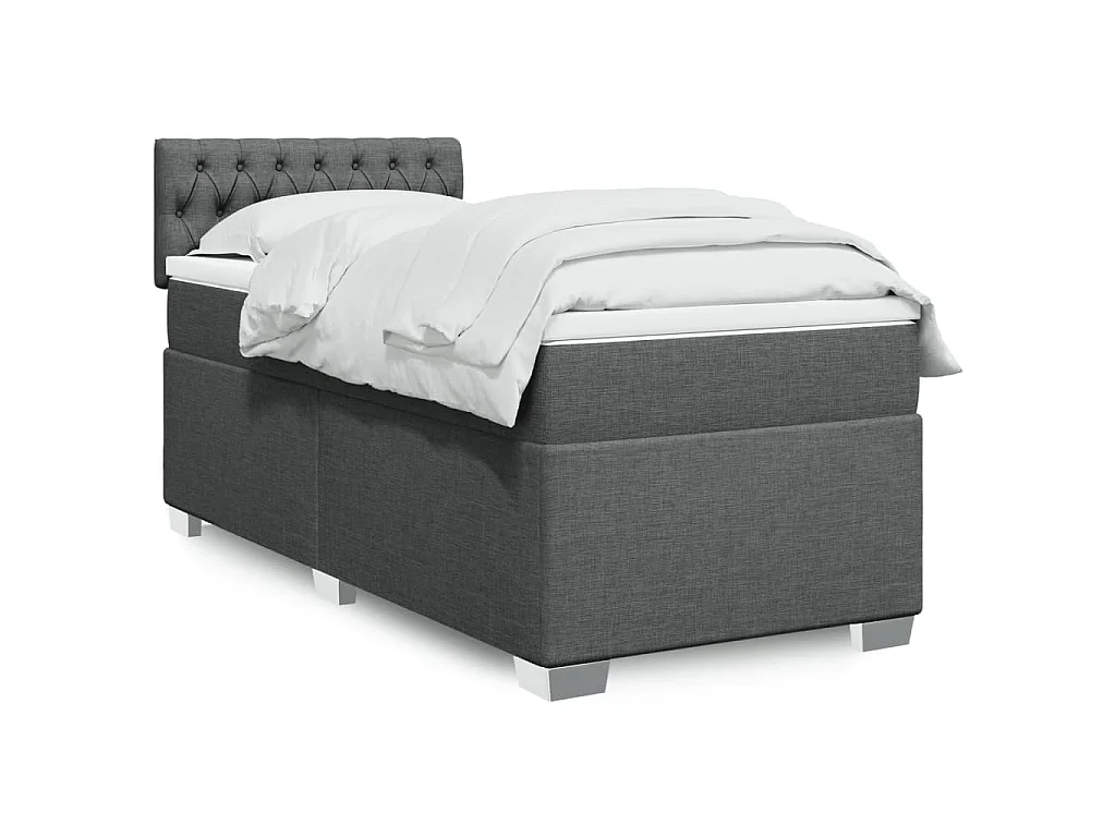 Cama com molas/colchão 90x190 cm tecido cinza-escuro
