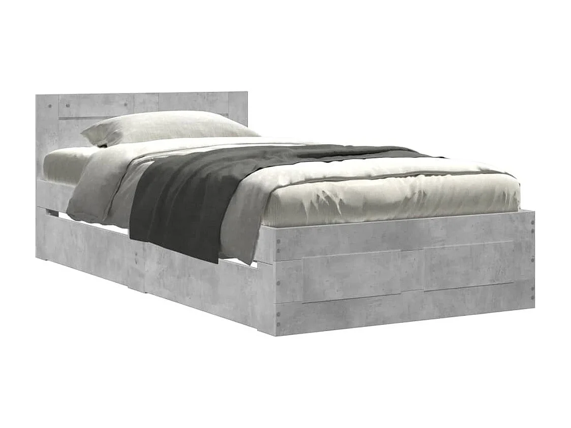 Bedframe met hoofdeinde bewerkt hout betongrijs 100x200 cm