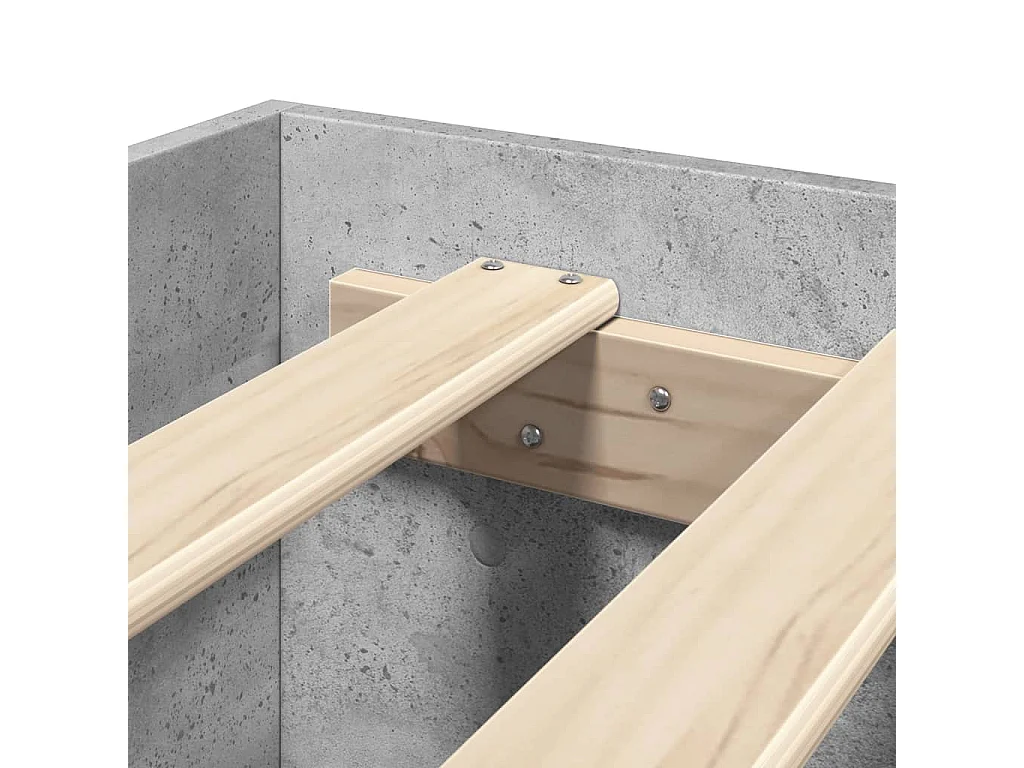 Bedframe met hoofdeinde bewerkt hout betongrijs 100x200 cm