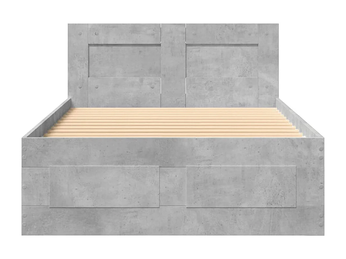 Bedframe met hoofdeinde bewerkt hout betongrijs 100x200 cm