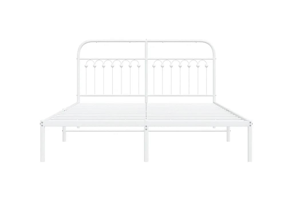 Estructura cama sin colchón con cabecero metal blanco 150x200cm