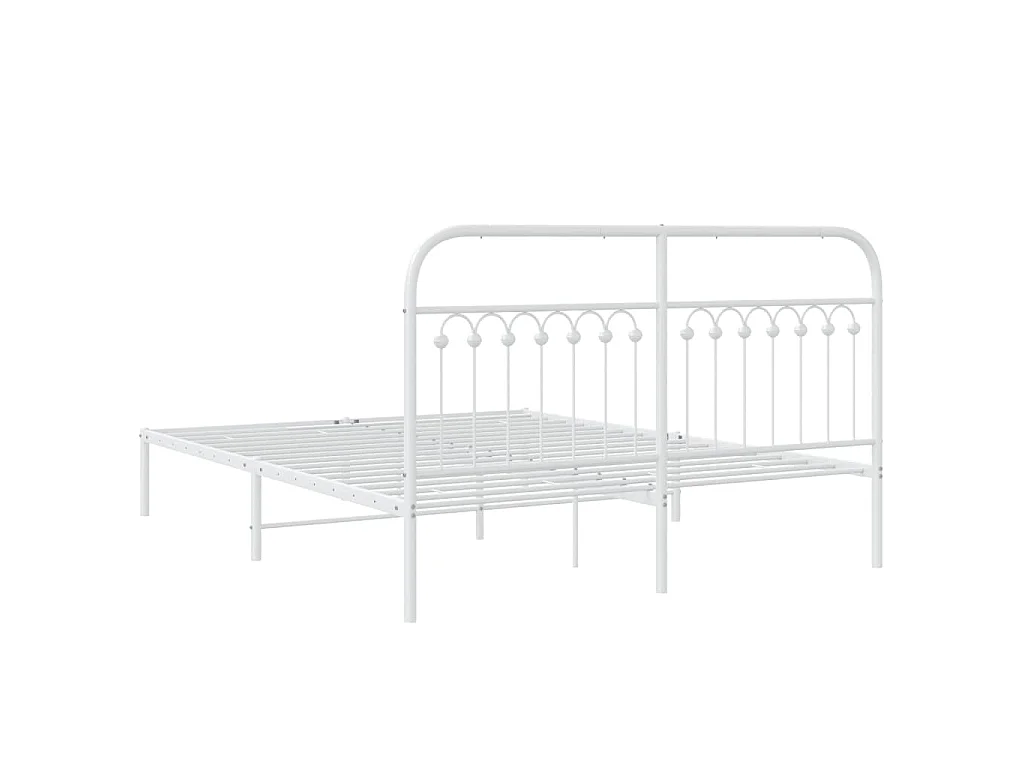 Estructura cama sin colchón con cabecero metal blanco 150x200cm