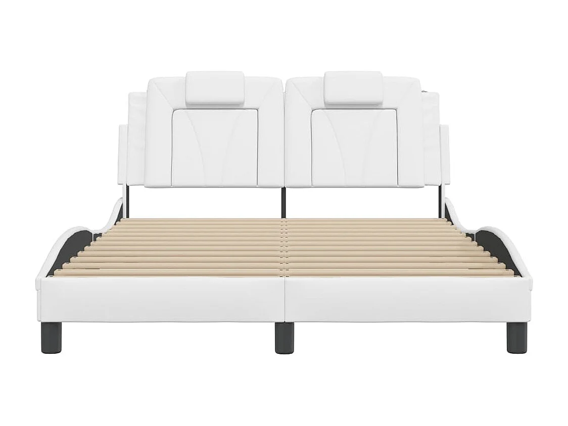 Cadre de lit avec LED sans matelas blanc 140x190 cm