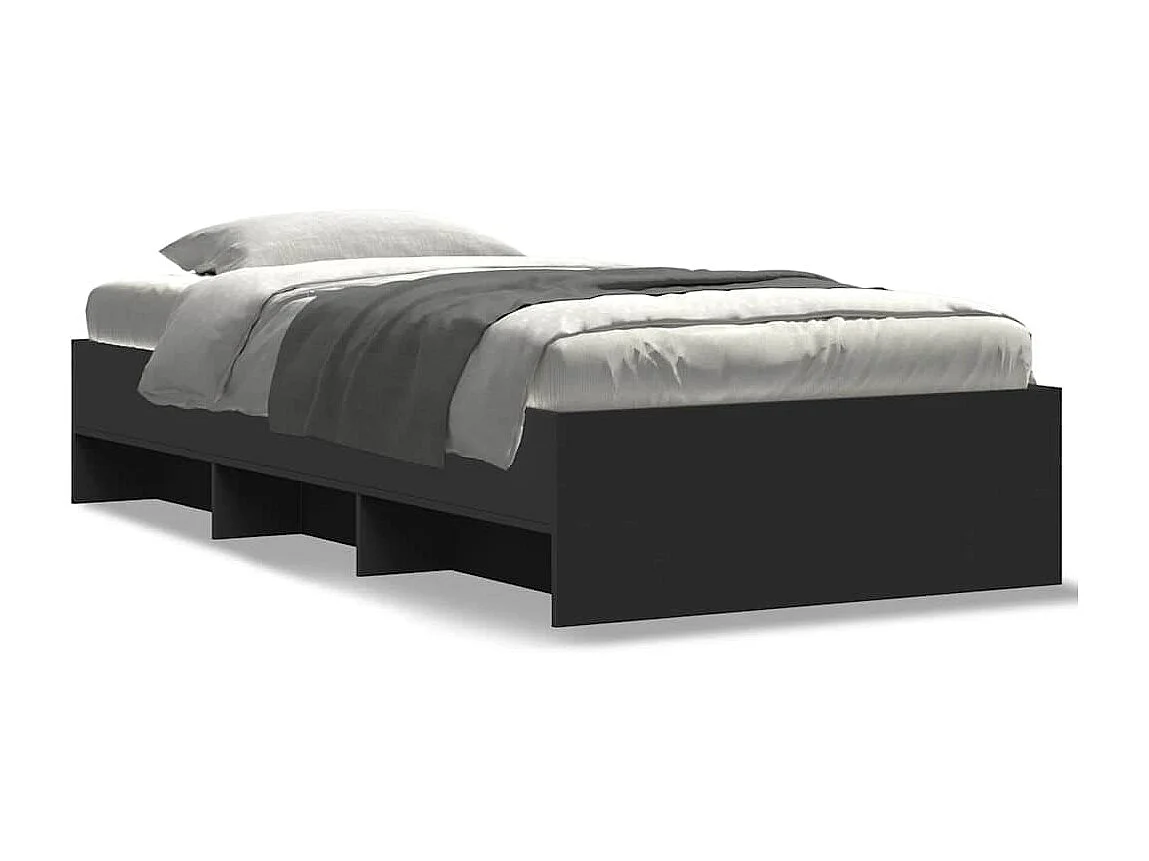 Bedframe bewerkt hout zwart 75x190 cm