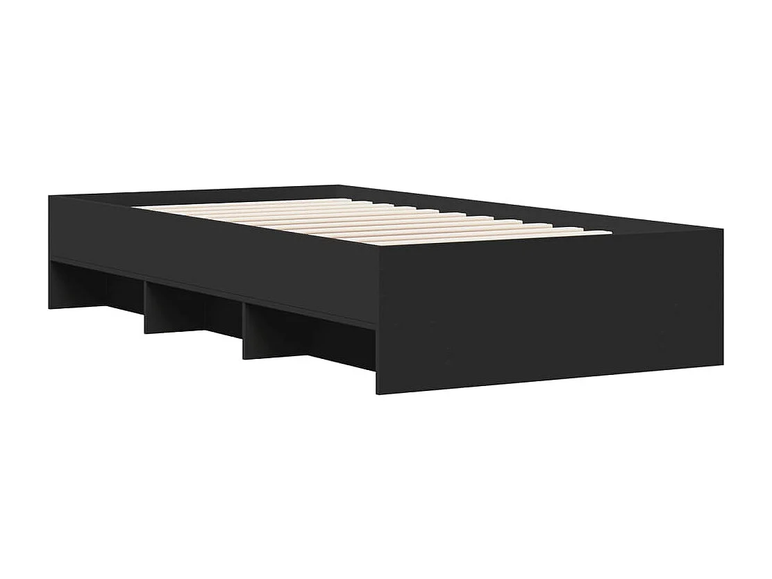 Bedframe bewerkt hout zwart 75x190 cm