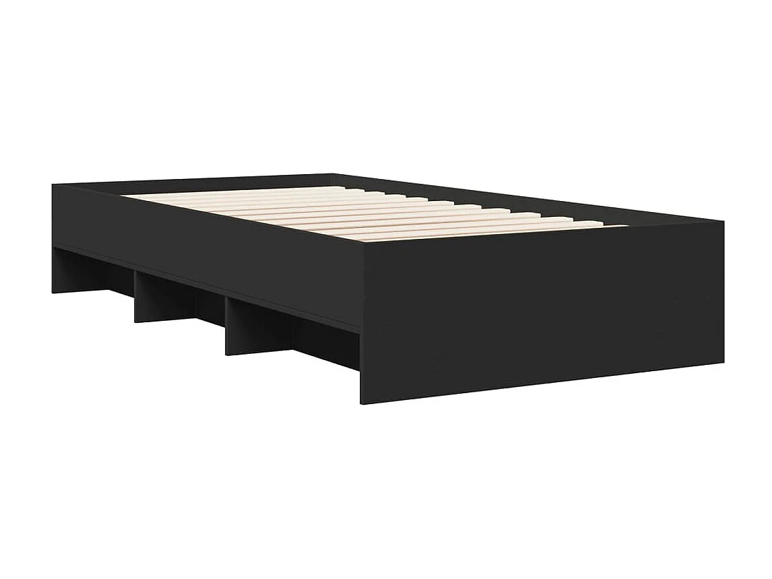 Bedframe bewerkt hout zwart 75x190 cm
