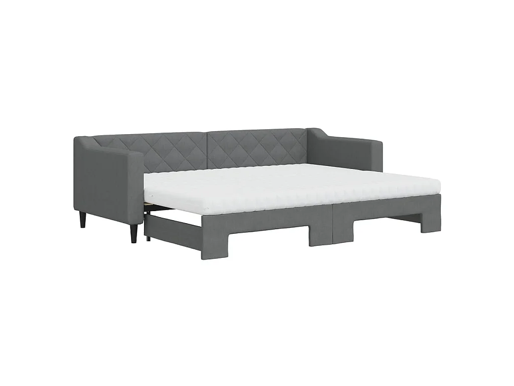 Slaapbank onderschuifbed matrassen 80x200 cm stof donkergrijs