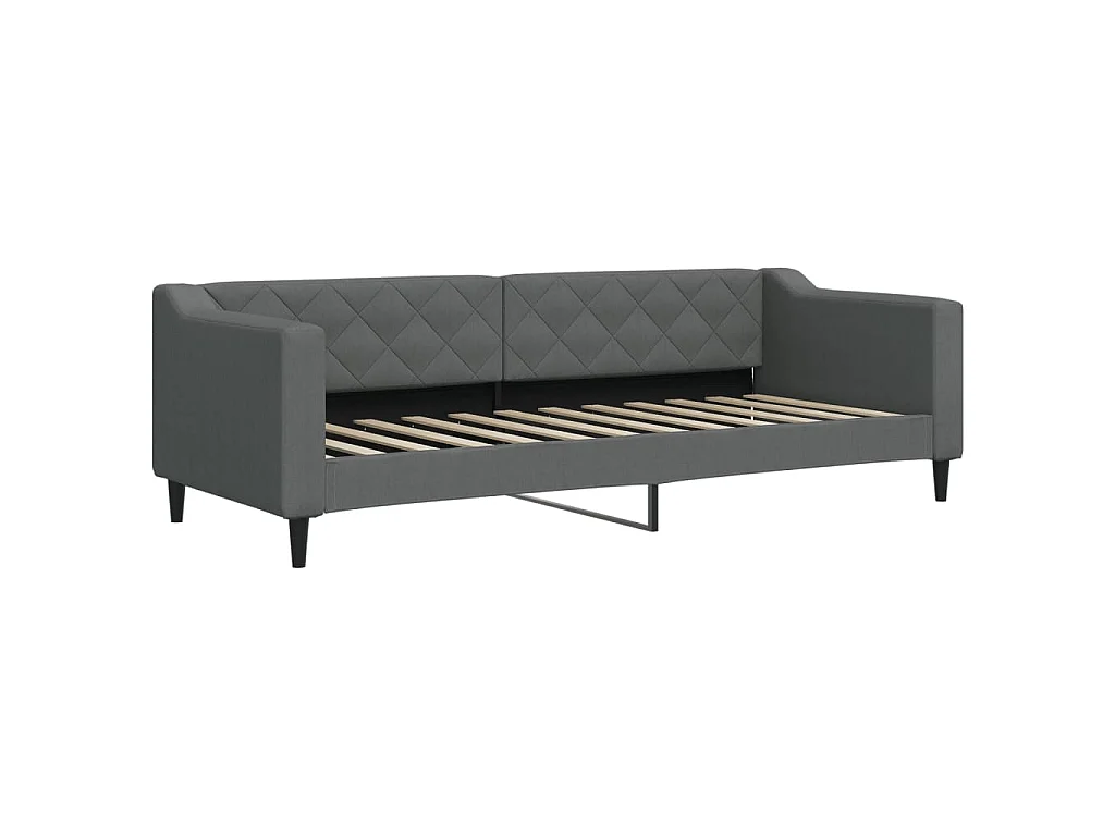 Lit de jour avec gigogne et matelas gris foncé 80x200 cm tissu