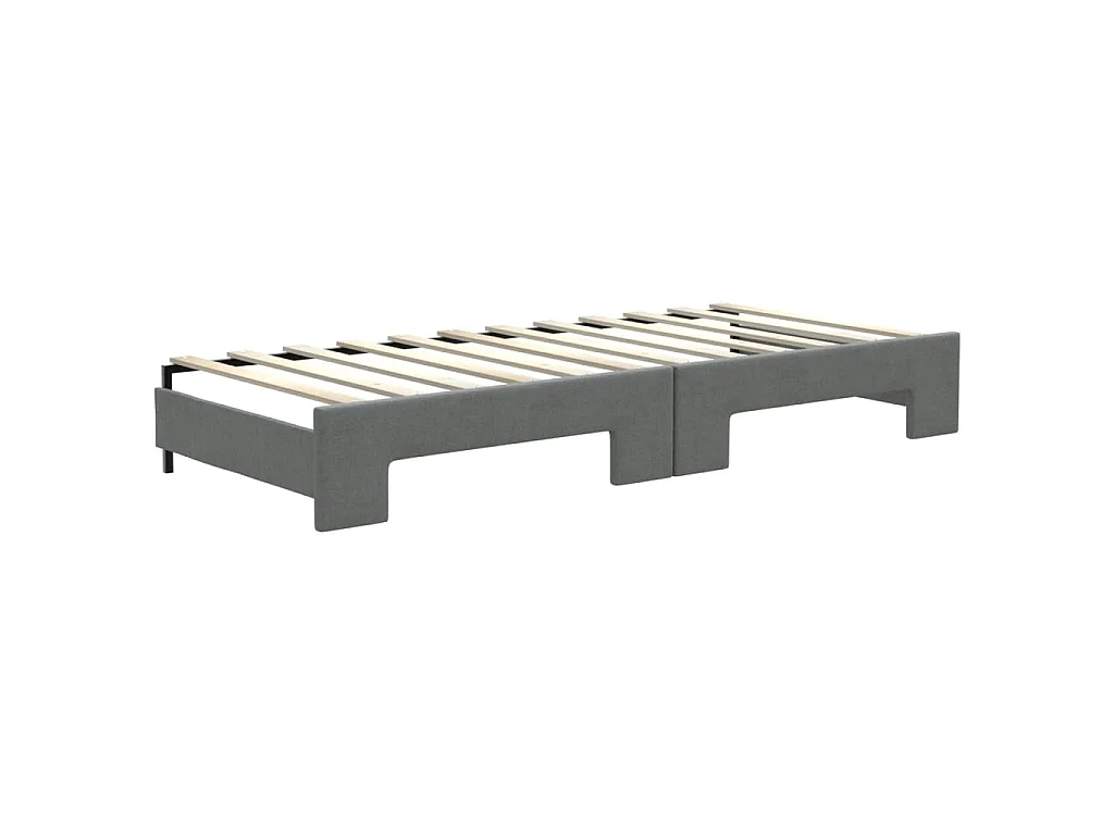 Lit de jour avec gigogne et matelas gris foncé 80x200 cm tissu