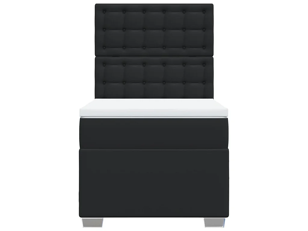 Giroletto a Molle con Materasso Nero 90x190 cm in Similpelle