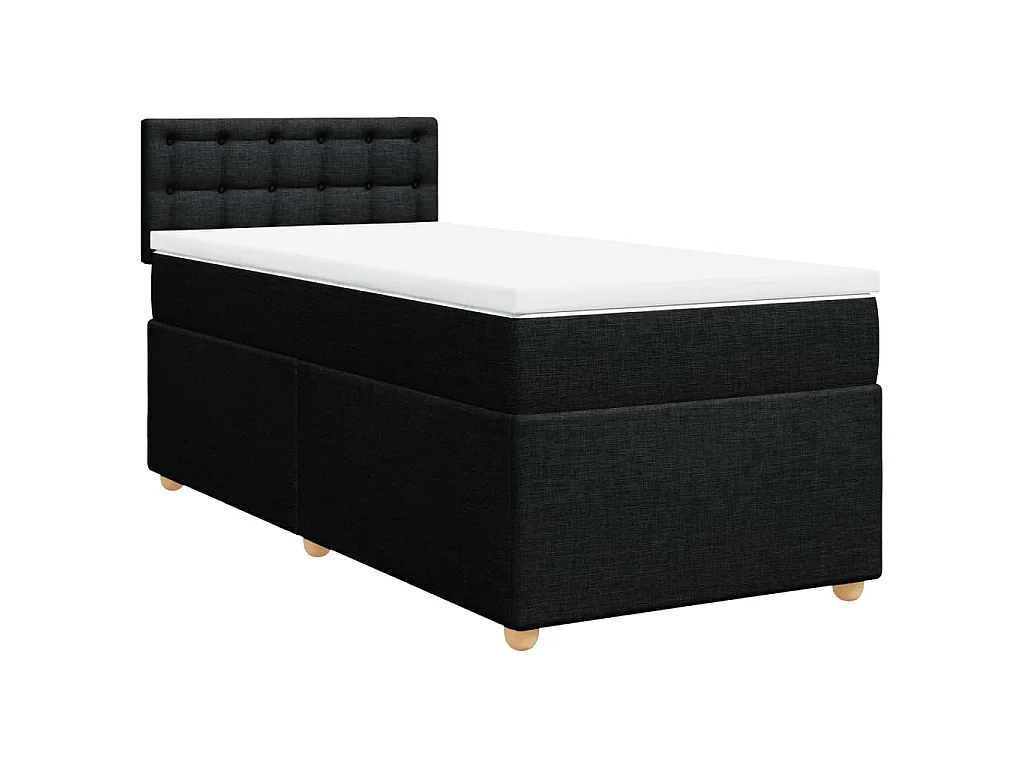 Cama box spring con colchón tela negro 100x200 cm