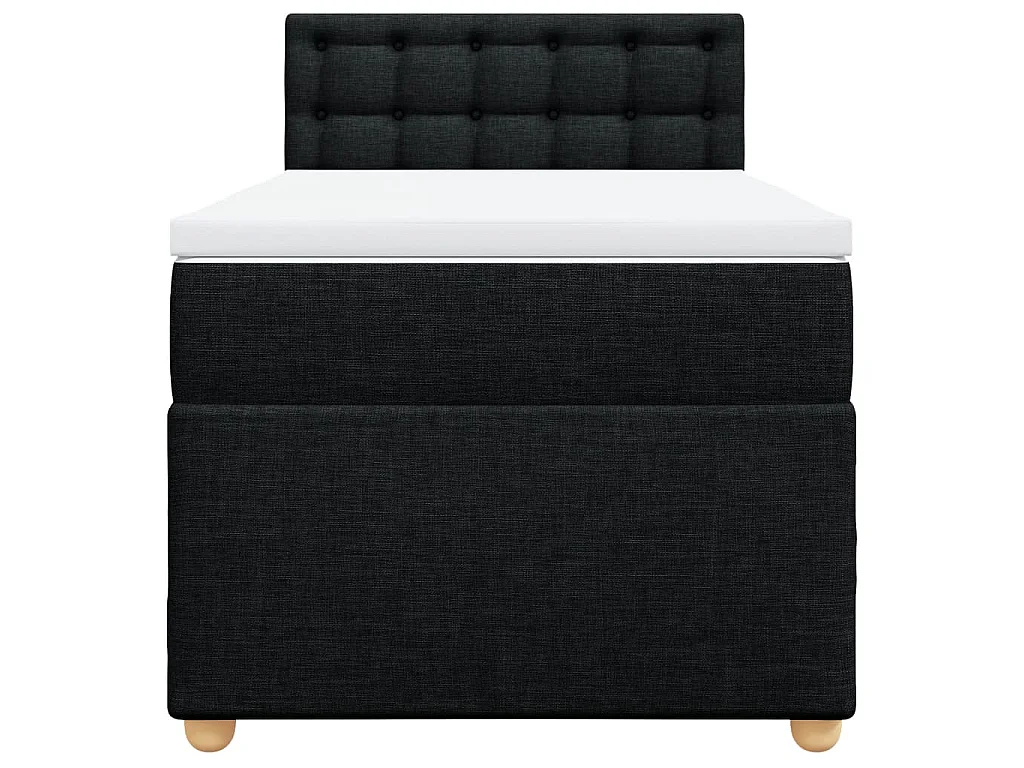 Cama box spring con colchón tela negro 100x200 cm