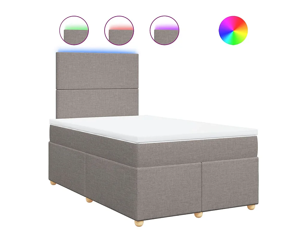 Cama box spring con colchón tela gris taupe 120x200 cm