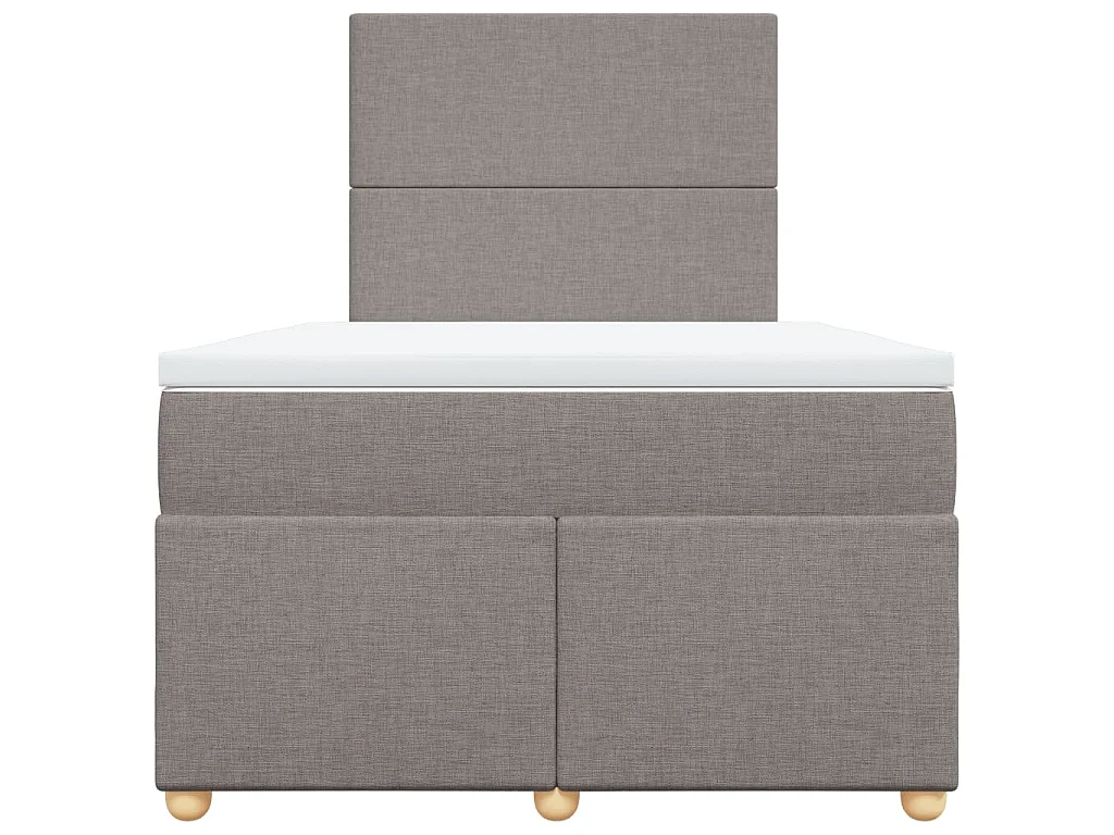 Cama box spring con colchón tela gris taupe 120x200 cm
