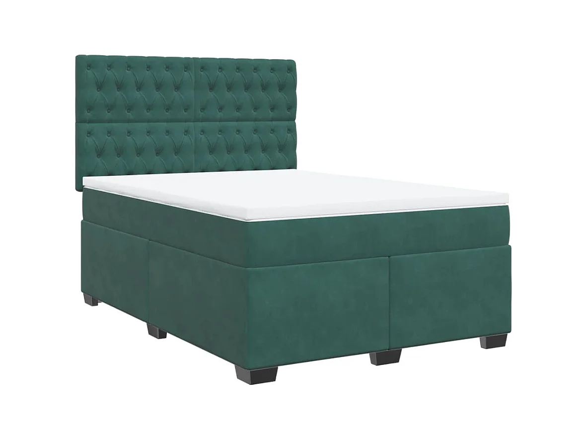 Sommier à lattes de lit et matelas Vert foncé 140x200cm Velours