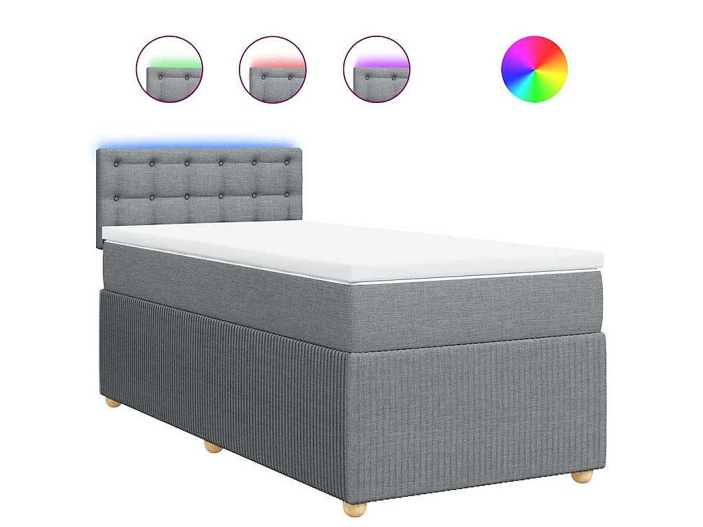 Boxspringbett mit Matratze Hellgrau 90x190 cm Stoff